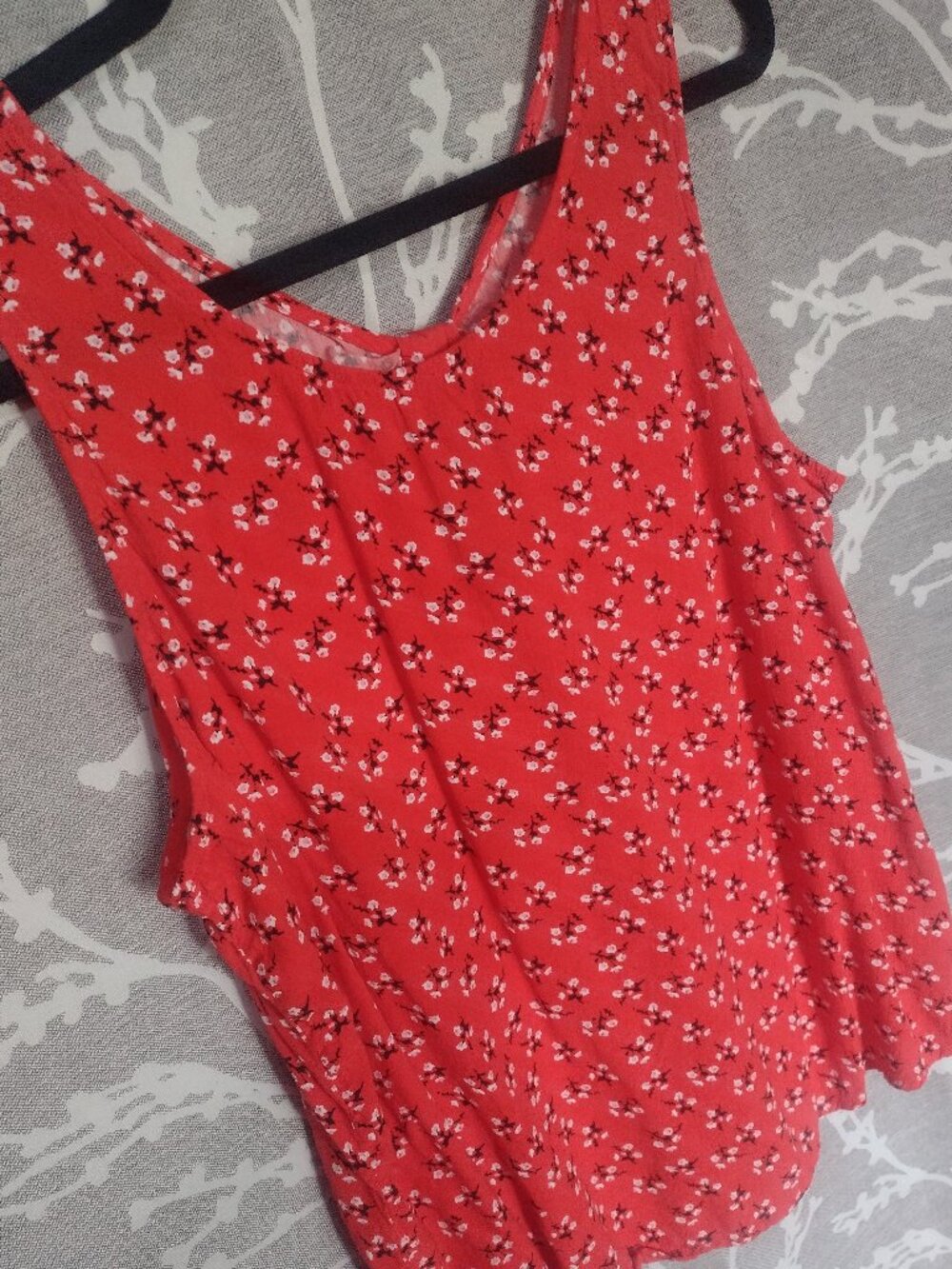 Ricki's Deep Orange Tank with Small Floral Print